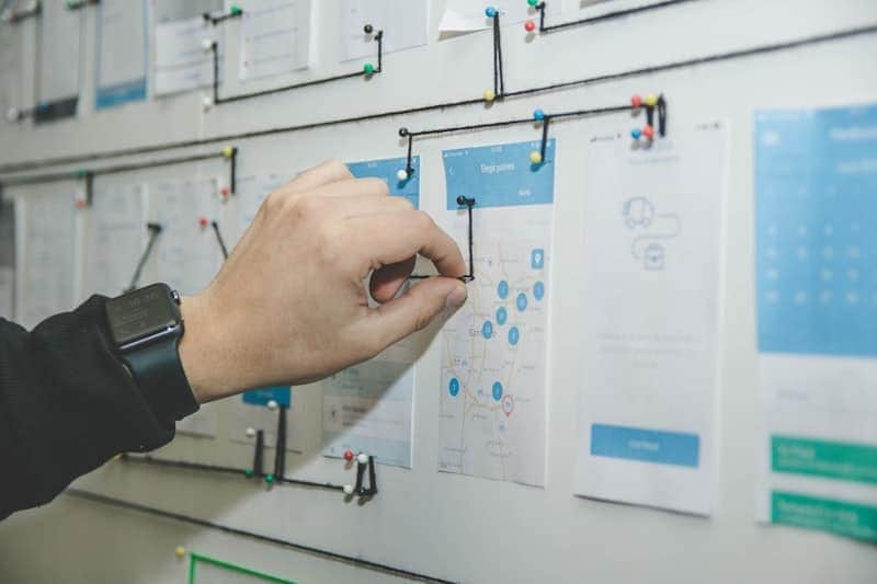 Agile sprint planning session on a whiteboard